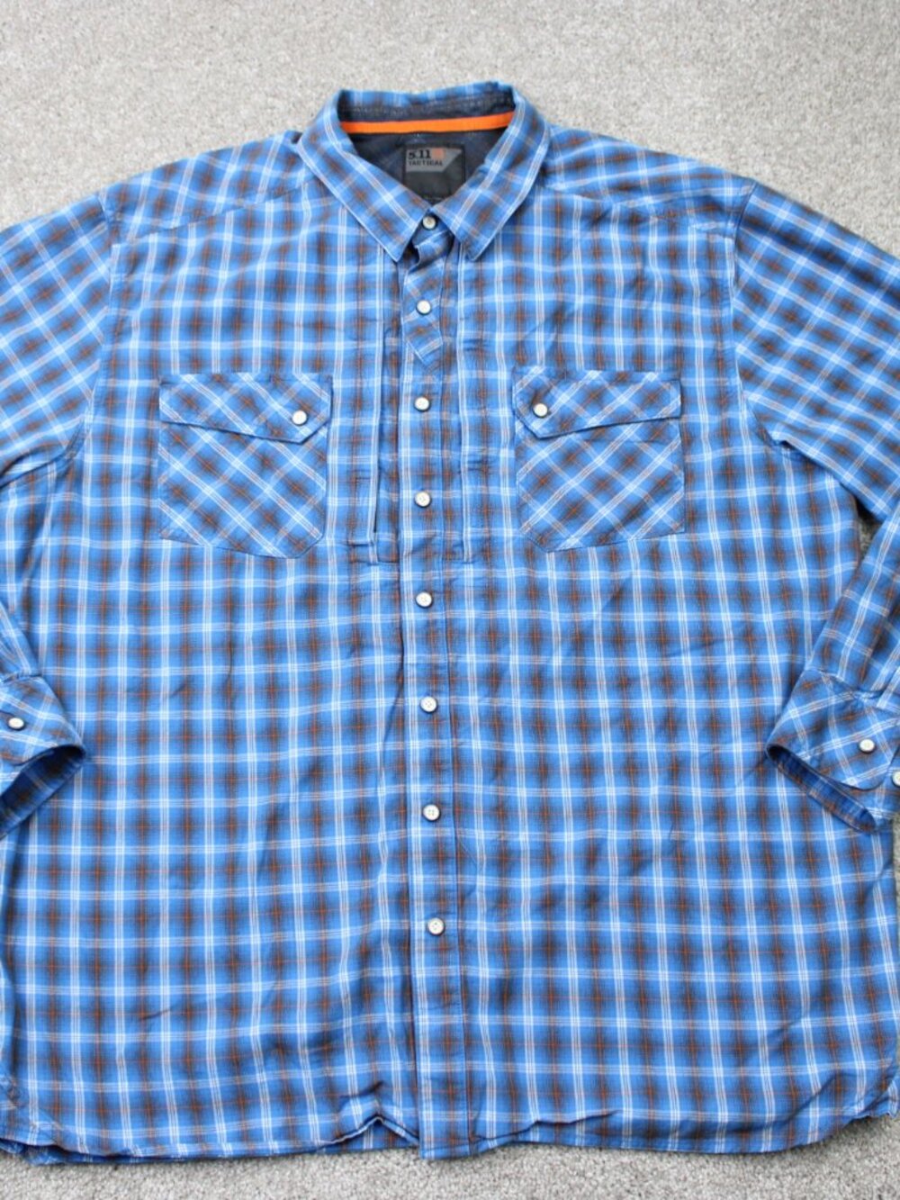 5.11 Tactical Shirt Mens XL Blue Concealed-Carry CCW Flannel Snap Button L/S